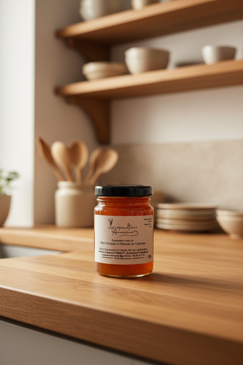 Miel d'Acacia infusé au Piment de Cayenne