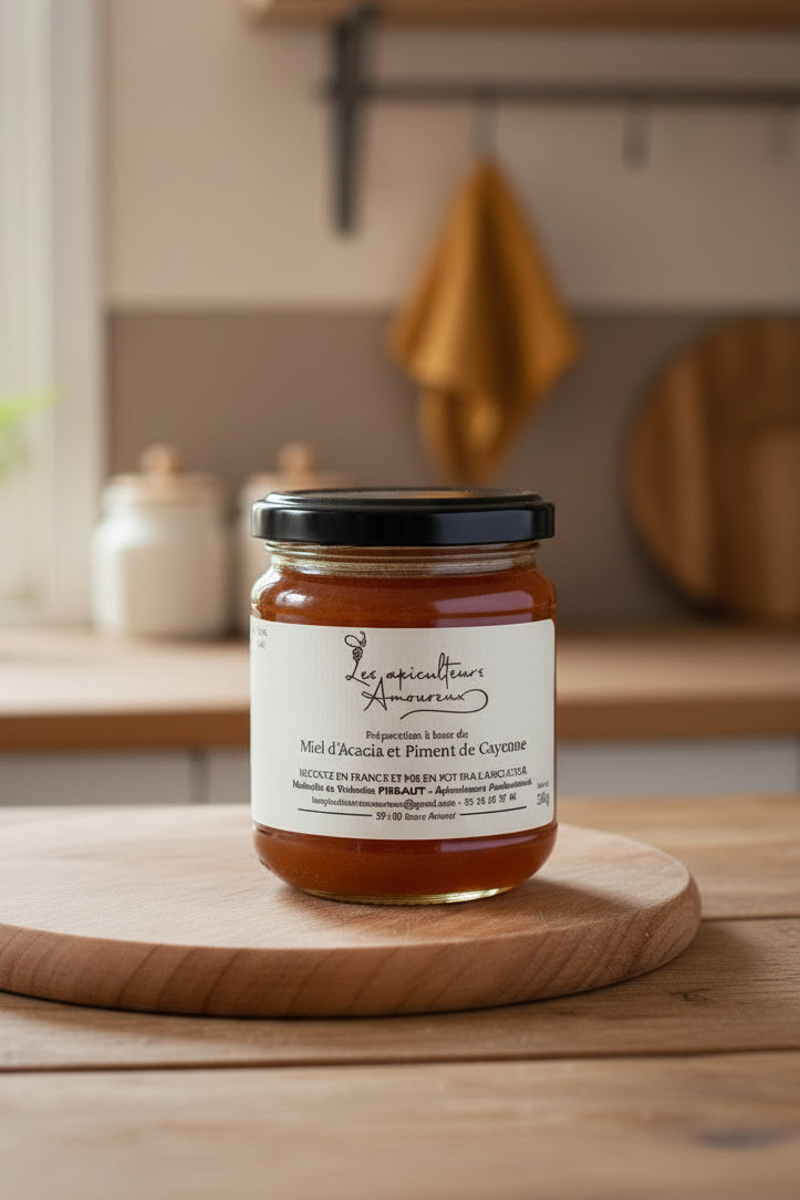 Miel d'Acacia infusé au Piment de Cayenne