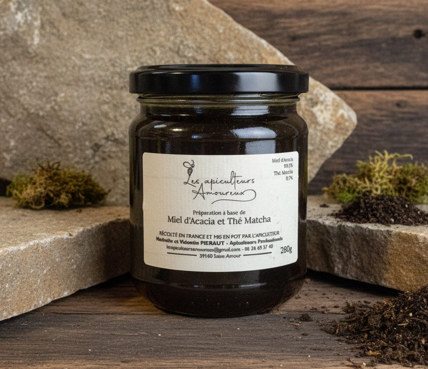 Miel d'Acacia infusé au Thé Matcha